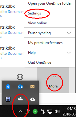 OneDrive settings