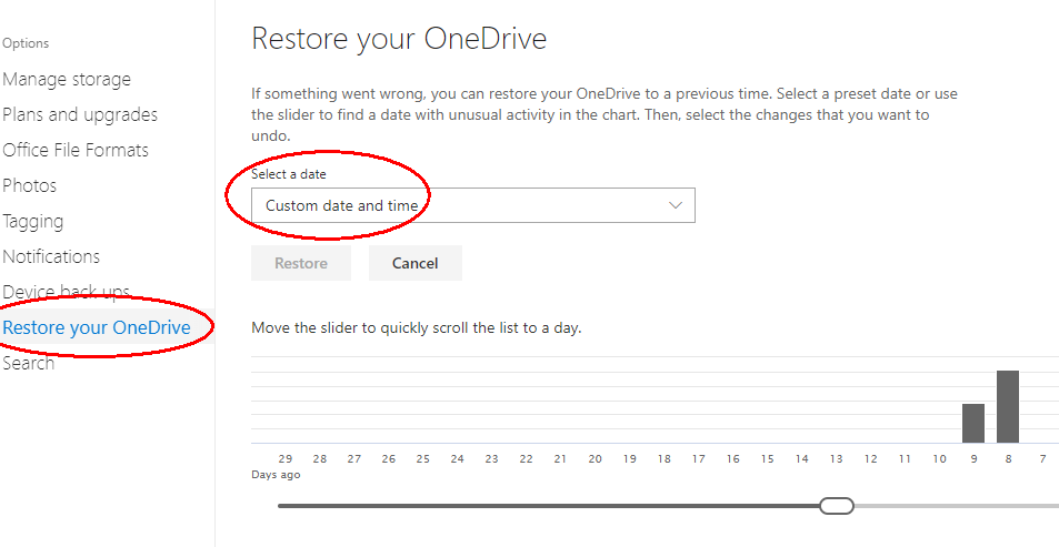 Restore OneDrive